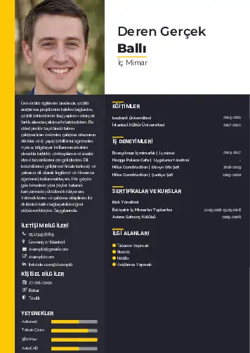 İç Mimar Cv Örnekleri cv indir